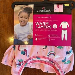 Cuddl Duds Pink Unicorn/Rainbow/Castle Comfortech Long Sleeve Crew & Legging